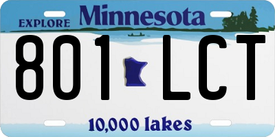 MN license plate 801LCT