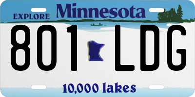 MN license plate 801LDG