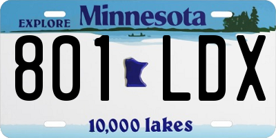 MN license plate 801LDX