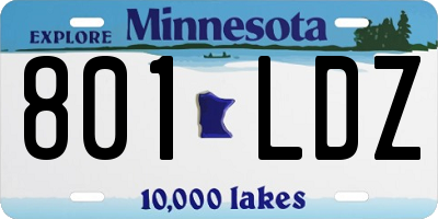 MN license plate 801LDZ
