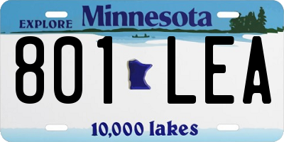 MN license plate 801LEA