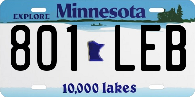 MN license plate 801LEB