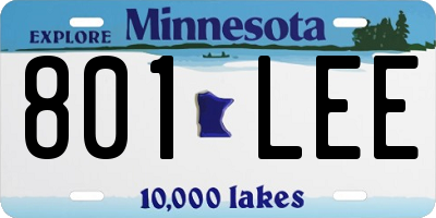 MN license plate 801LEE