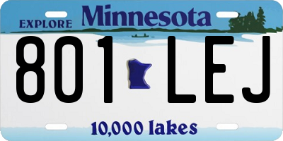 MN license plate 801LEJ