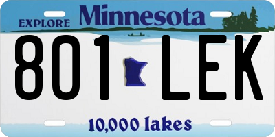MN license plate 801LEK