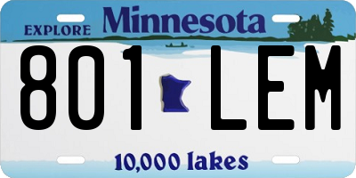 MN license plate 801LEM