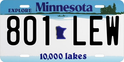 MN license plate 801LEW
