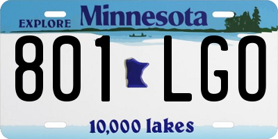 MN license plate 801LGO
