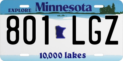 MN license plate 801LGZ