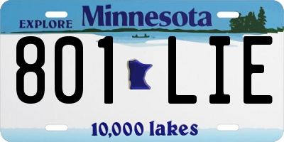 MN license plate 801LIE