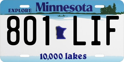 MN license plate 801LIF