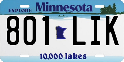 MN license plate 801LIK