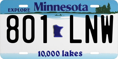 MN license plate 801LNW