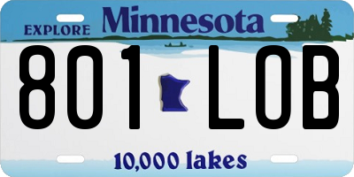 MN license plate 801LOB