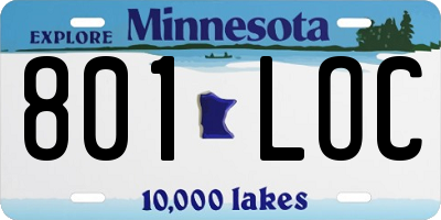 MN license plate 801LOC