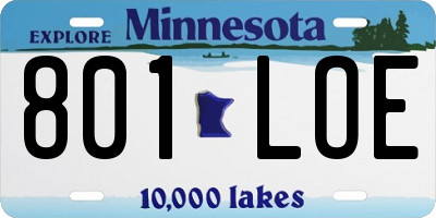 MN license plate 801LOE