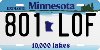 MN license plate 801LOF