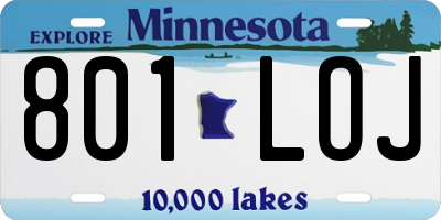 MN license plate 801LOJ