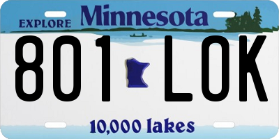 MN license plate 801LOK