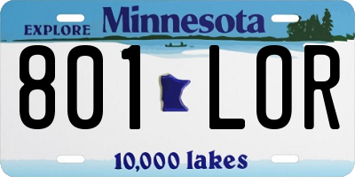 MN license plate 801LOR