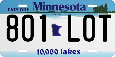 MN license plate 801LOT