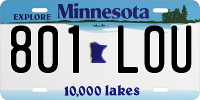 MN license plate 801LOU