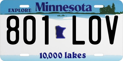 MN license plate 801LOV