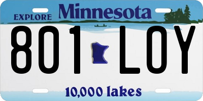 MN license plate 801LOY