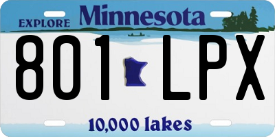 MN license plate 801LPX