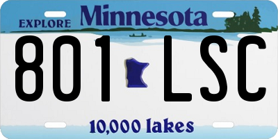 MN license plate 801LSC