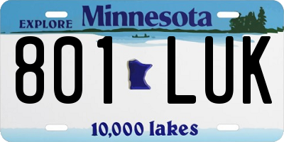 MN license plate 801LUK