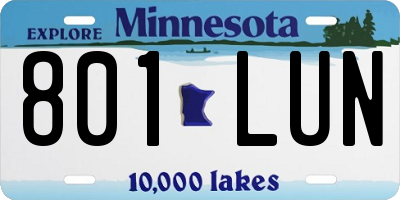 MN license plate 801LUN