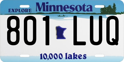 MN license plate 801LUQ