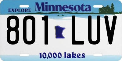 MN license plate 801LUV