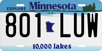 MN license plate 801LUW