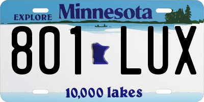 MN license plate 801LUX