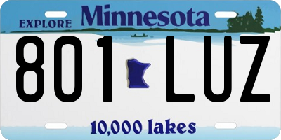 MN license plate 801LUZ