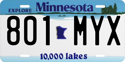 MN license plate 801MYX