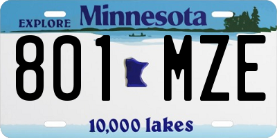 MN license plate 801MZE