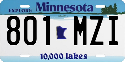 MN license plate 801MZI