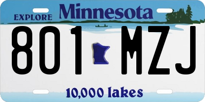 MN license plate 801MZJ