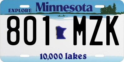 MN license plate 801MZK