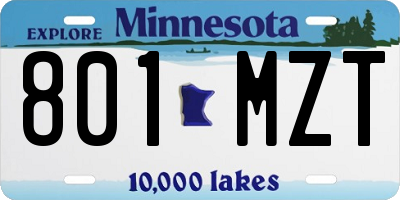 MN license plate 801MZT