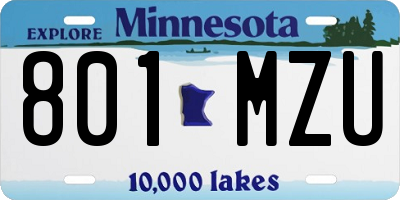 MN license plate 801MZU