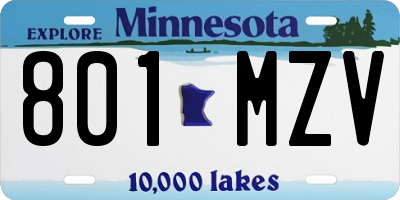 MN license plate 801MZV