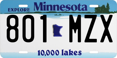 MN license plate 801MZX