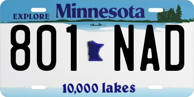 MN license plate 801NAD