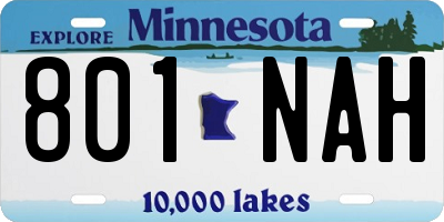 MN license plate 801NAH