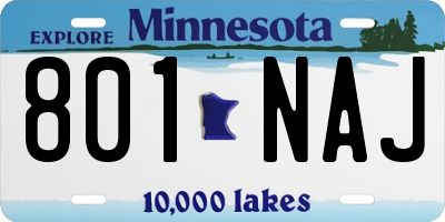 MN license plate 801NAJ
