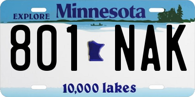 MN license plate 801NAK